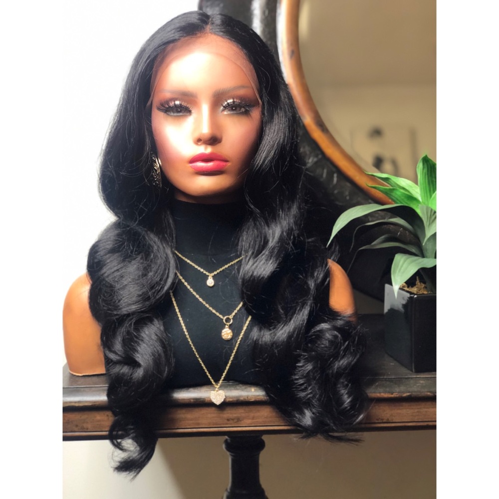 13. ZOEY | CURLY BLACK DEEP PART LACE FRONT WIG